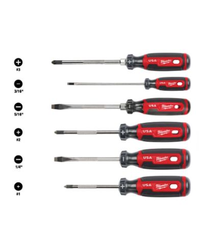 KIT TOURNEVIS 6PC POIGNÉE COUSSINÉ USA   - MT200-6