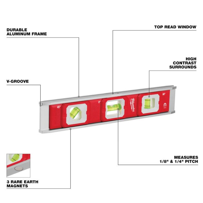 Niveau Torpille Magnétique 10 Pouces Avec Aimant - Aluminium Résistant - Neuf